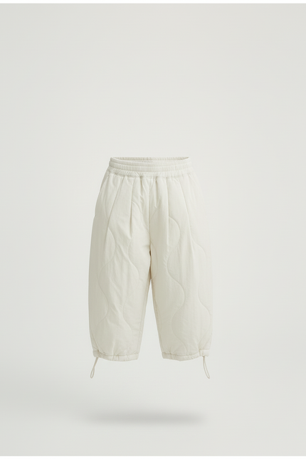 Pantalon Blanc Matelassé Ample Décontracté Enfant - Beige Molleton - vue 3