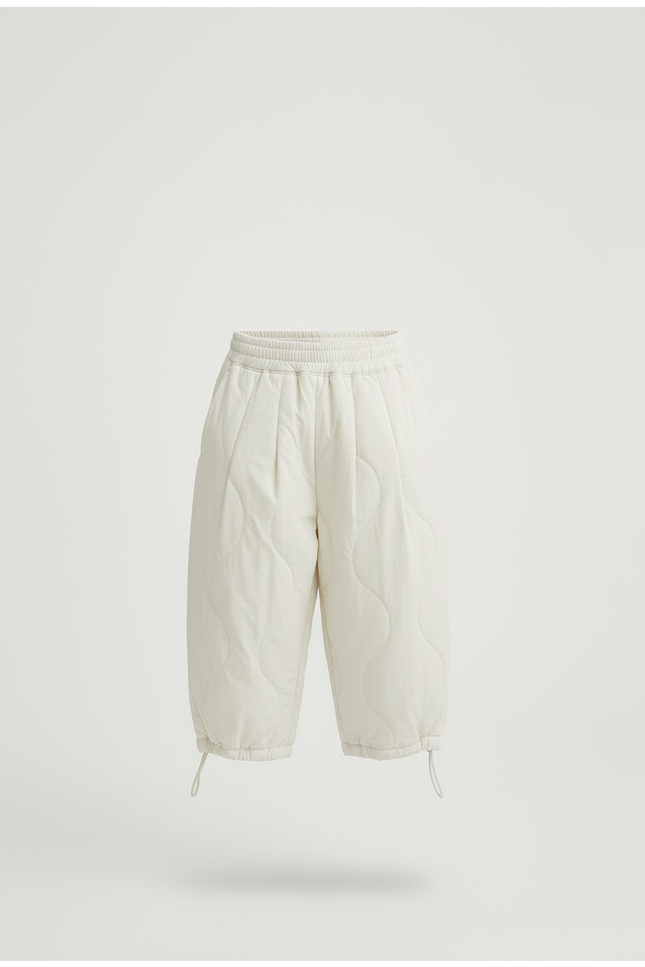 Pantalon Blanc Matelassé Ample Décontracté Enfant - Beige Molleton - vue 3