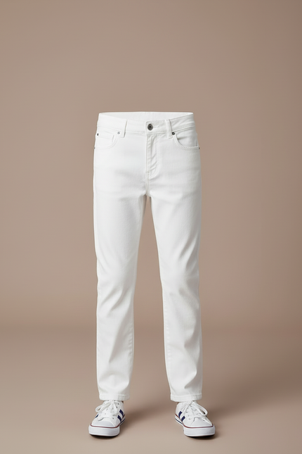 Pantalon Blanc Droit Coton Décontracté Garçon - vue 3