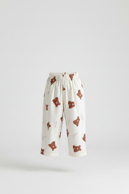 Pantalon Blanc Ample Coton Motif Ours Décontracté Enfant - vue 3