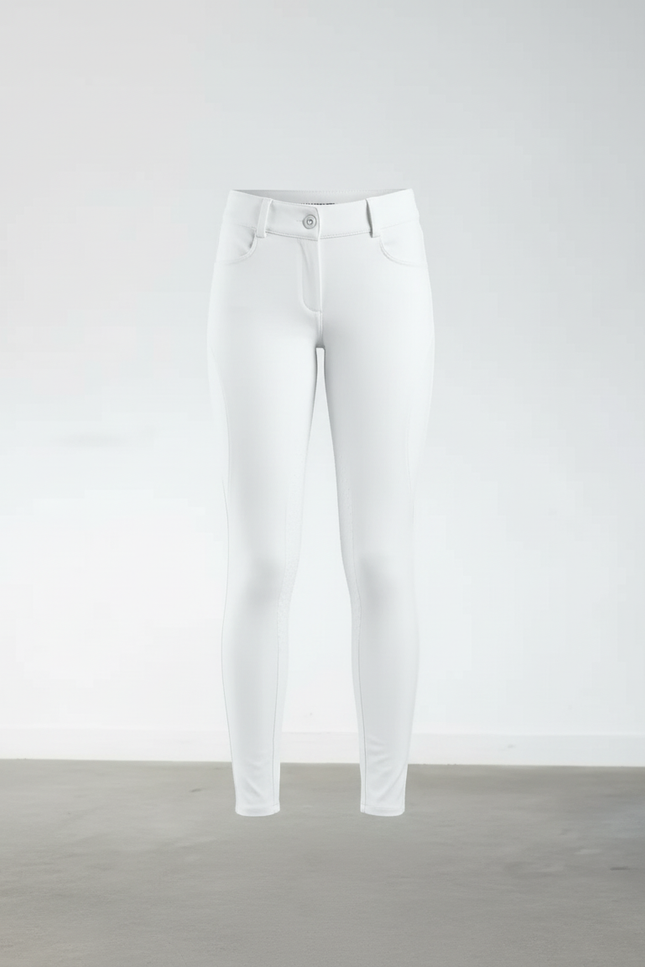 Pantalon Blanc Slim Équestre Silicone Enfant - Polyester - vue 3
