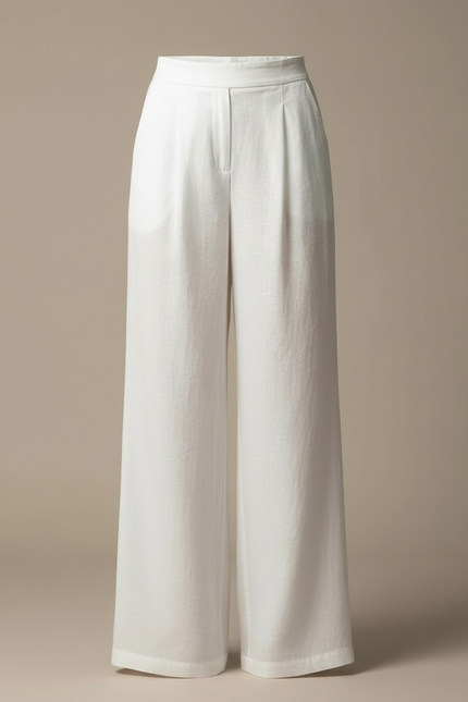 Pantalon Blanc Large Fluide Lin Élégant Femme - vue 3