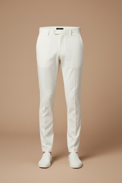 Pantalon Blanc Slim Fit Formel Décontracté Homme - Gabardine - vue 3