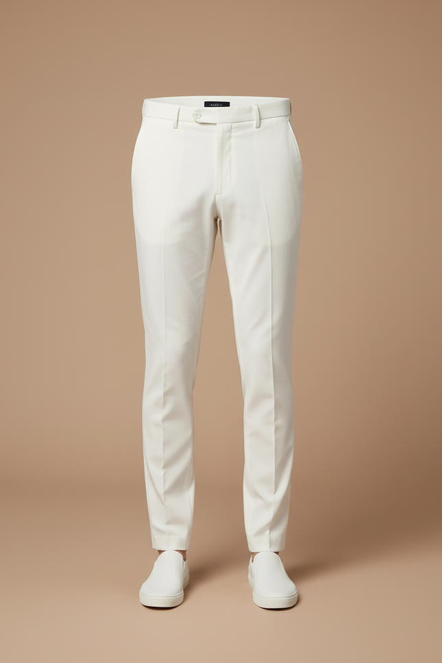 Pantalon Blanc Slim Fit Formel Décontracté Homme - Gabardine - vue 3