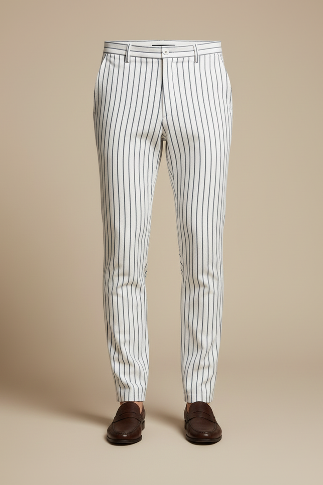 Pantalon Homme Rayé Noir Et Blanc - Toile - vue 3