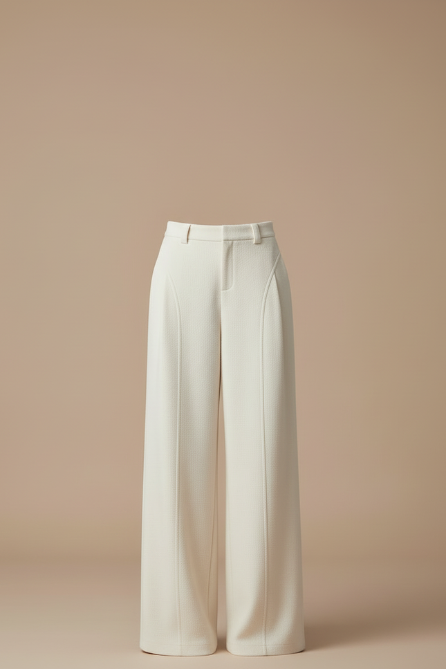 Pantalon A Pince Femme Blanc - Laine - vue 3