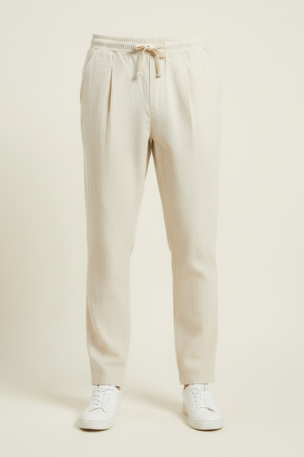 Pantalon Lin Blanc Cassé - Beige - vue 3