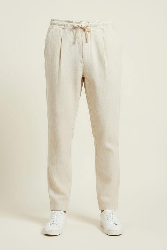 Pantalon Lin Blanc Cassé - Beige - vue 3