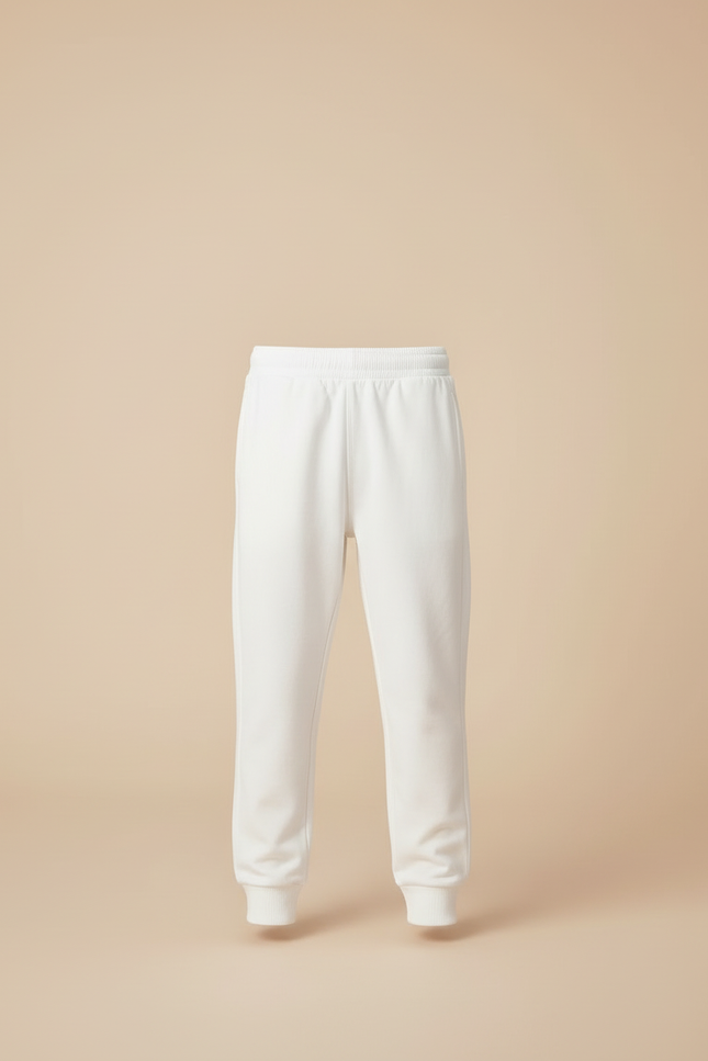 Pantalon Blanc Décontracté Coton Enfant Jogging - Molleton - vue 3