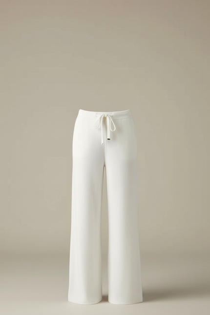 Pantalon Blanc Tricoté Large Décontracté Confortable Fluide - Maille - vue 3