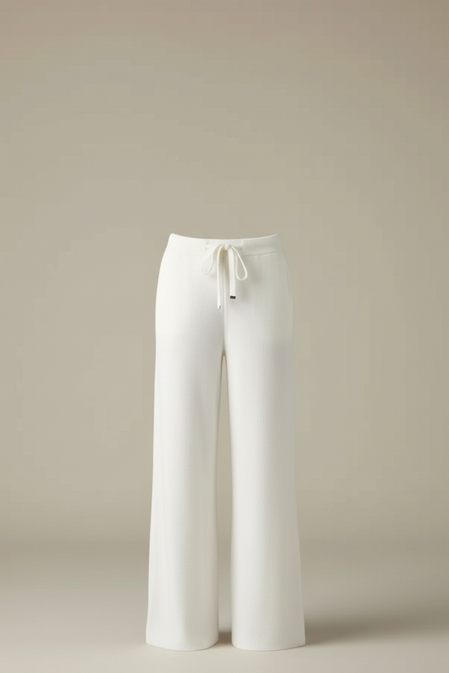Pantalon Blanc Tricoté Large Décontracté Confortable Fluide - Maille - vue 3