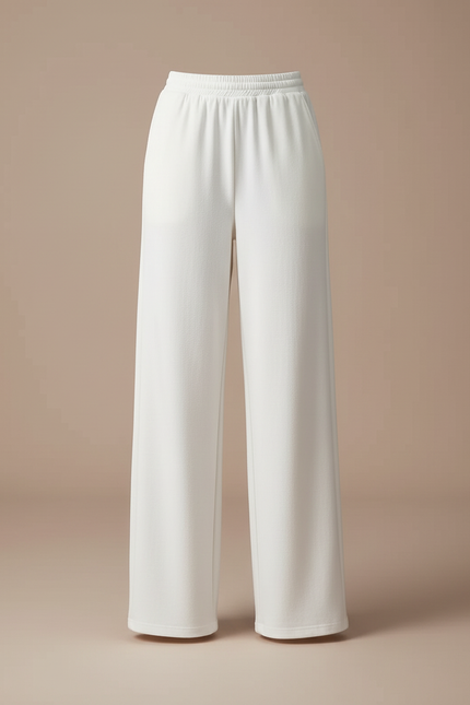Pantalon Blanc Ample Droit Décontracté Femme - Molleton - vue 3