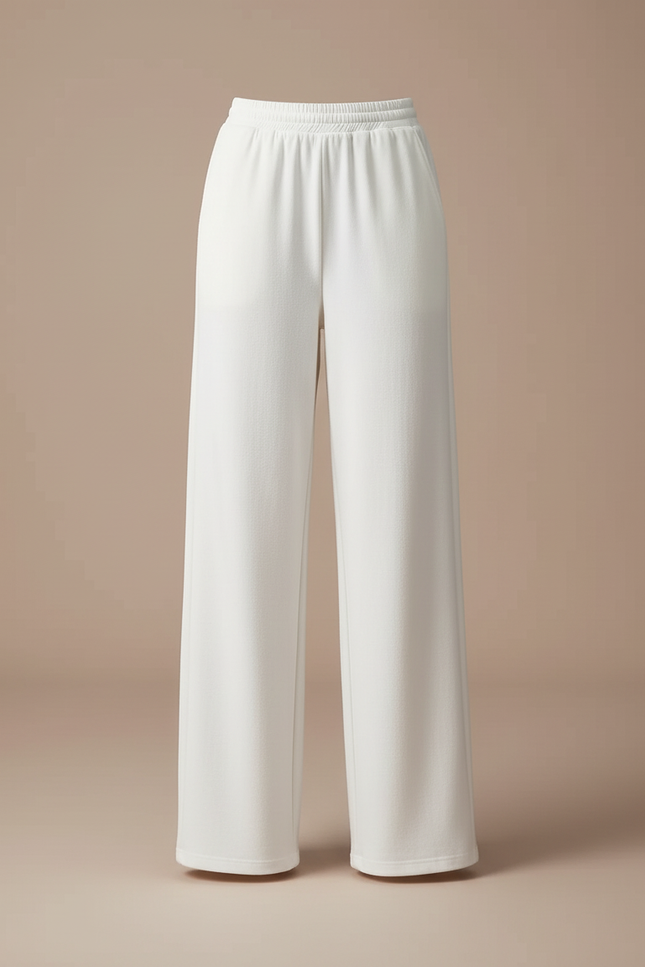 Pantalon Blanc Ample Droit Décontracté Femme - Molleton - vue 3