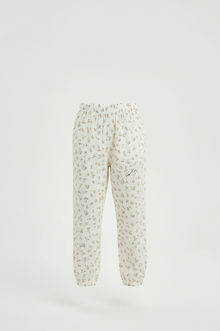 Pantalon Blanc Coton Motif Floral Ample Enfant - vue 3