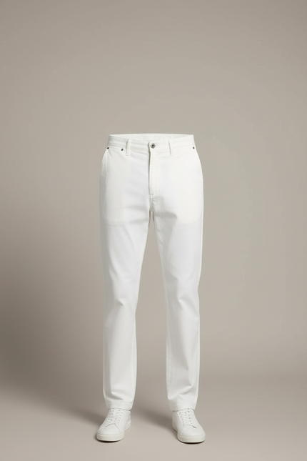 Pantalon Blanc Homme Droit Coton Décontracté Confortable - vue 3