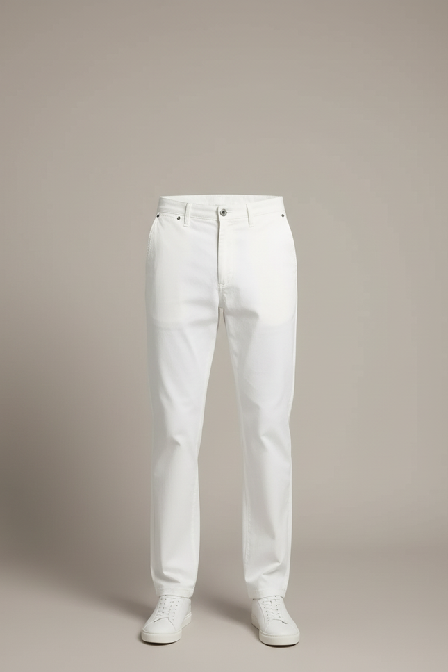 Pantalon Blanc Homme Droit Coton Décontracté Confortable - vue 3