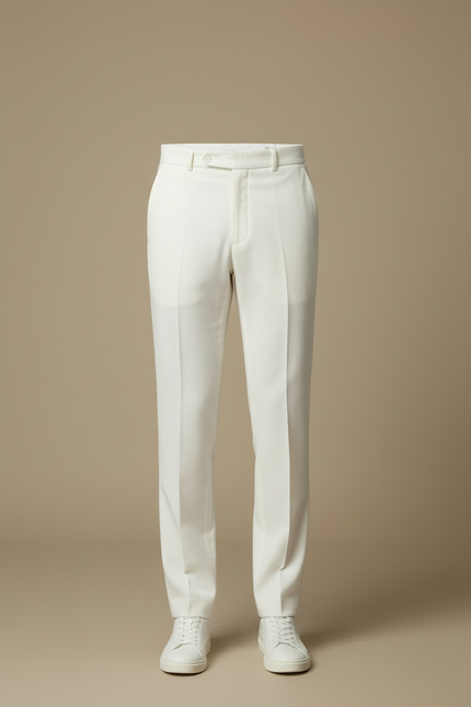 Pantalon Blanc Homme Droit Élégant Décontracté Formel - Gabardine - vue 3