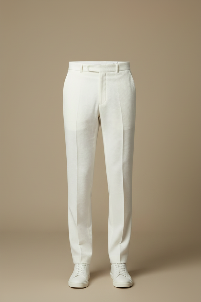 Pantalon Blanc Homme Droit Élégant Décontracté Formel - Gabardine - vue 3