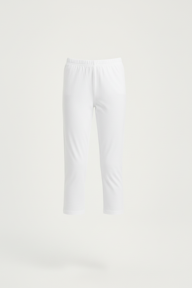 Pantalon Blanc Fille Capris Coton Confortable - vue 3