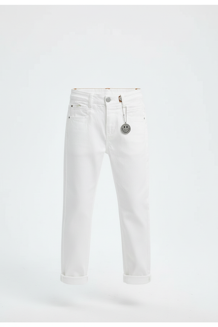 Pantalon Blanc Enfant Coton Décontracté Élastique - vue 3
