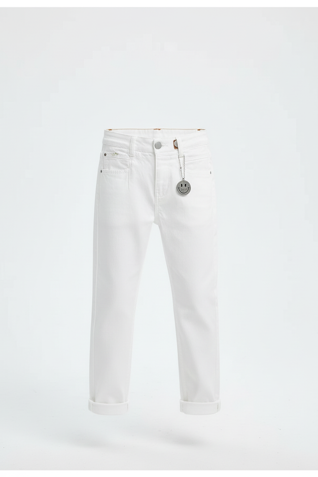 Pantalon Blanc Enfant Coton Décontracté Élastique - vue 3