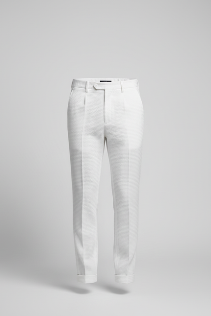 Pantalon Blanc Texturé Slim Habillé Homme - Coton - vue 3
