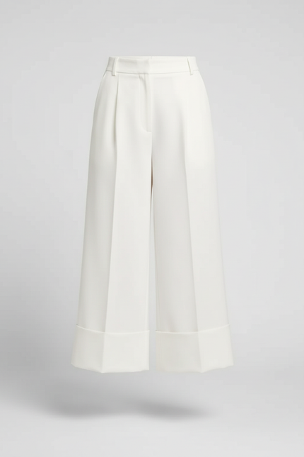 Pantalon Blanc Large Fluide Élégant Décontracté Femme - Polyester - vue 3