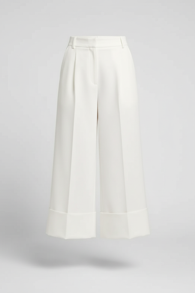 Pantalon Blanc Large Fluide Élégant Décontracté Femme - Polyester - vue 3