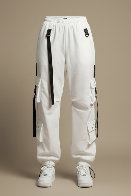 Pantalon Blanc Cargo Femme - Polyester - vue 3