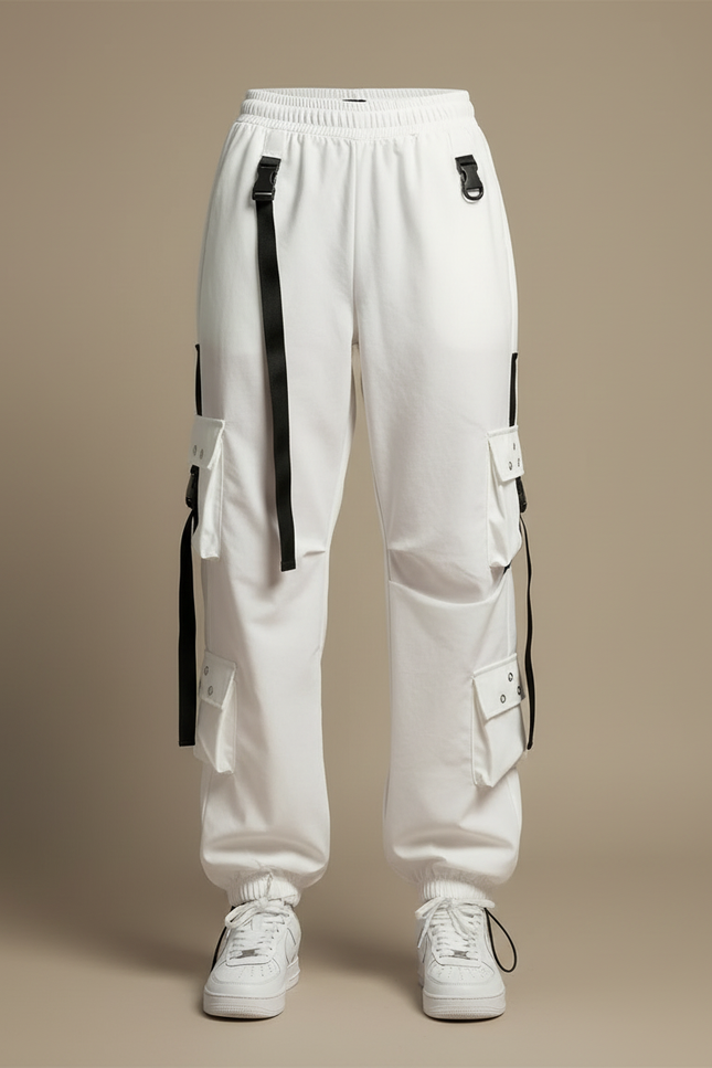 Pantalon Blanc Cargo Femme - Polyester - vue 3
