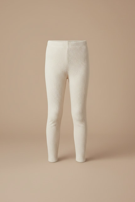 Pantalon Blanc Côtelé Fille Extensible Confortable Basique - Maille - vue 3