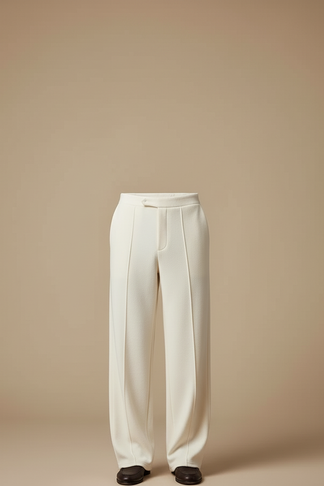 Pantalon Blanc Droit Ample Élégant Décontracté Homme - Molleton - vue 3