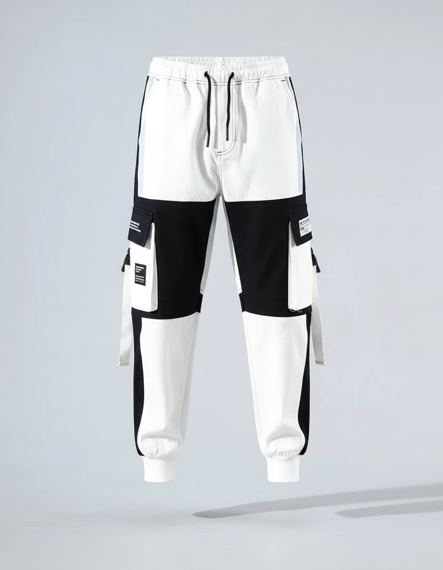 Pantalon Noir Blanc Homme - Multicolore Coton - vue 2
