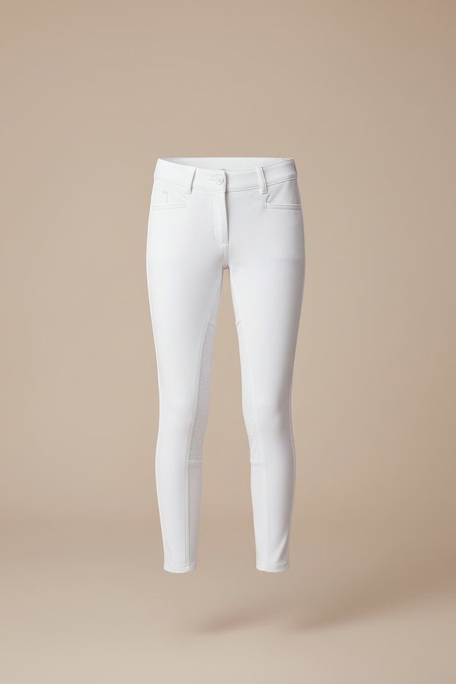 Pantalon Blanc Fille Équestre Slim Silicone - Polyester - vue 3