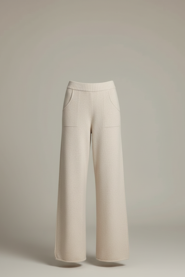 Pantalon Beige Blanc - Laine - vue 3