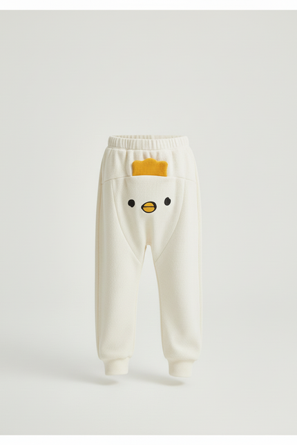 Pantalon Blanc Côtelé Ample Décontracté Motif Canard - Cordé - vue 3