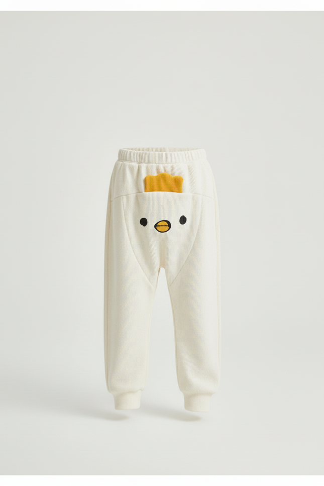 Pantalon Blanc Côtelé Ample Décontracté Motif Canard - Cordé - vue 3