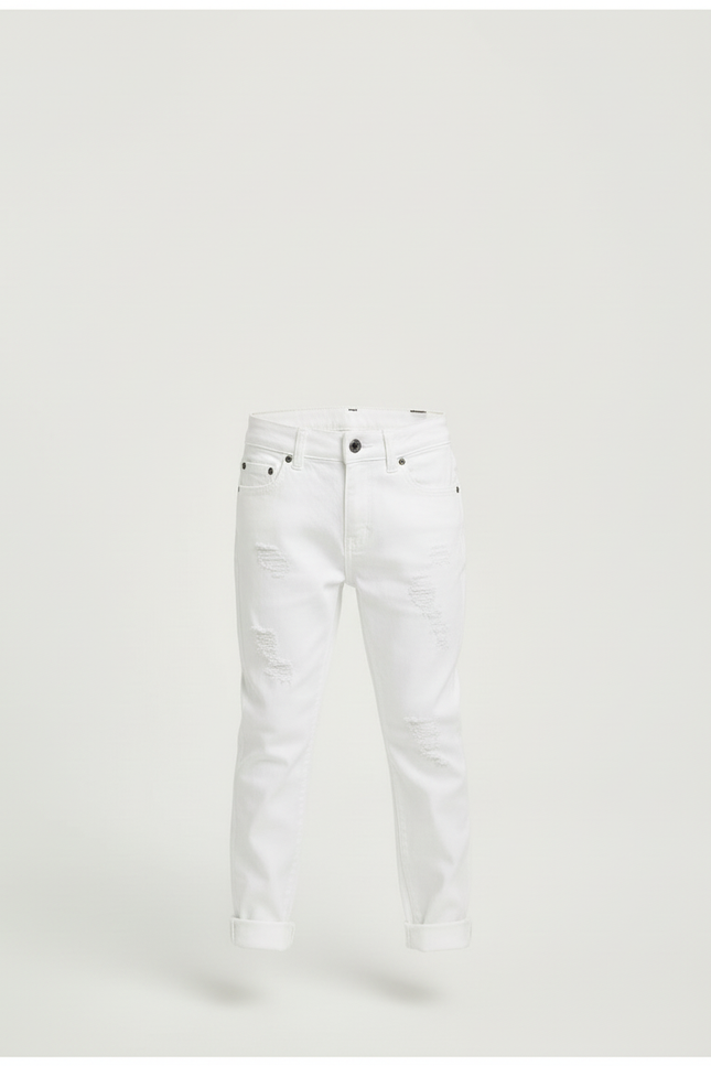 Pantalon Blanc Jean Garçon Déchiré Décontracté - vue 3