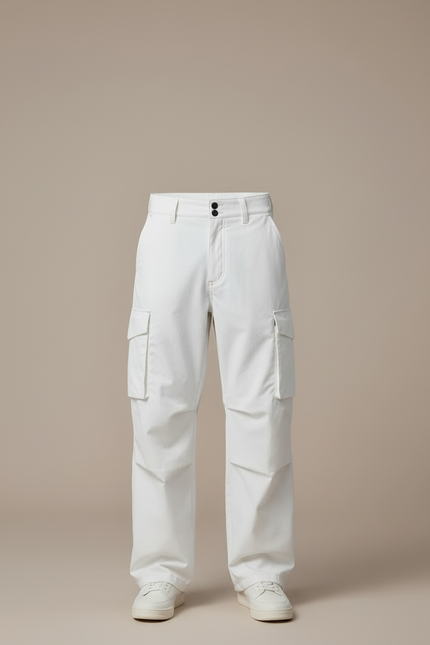 Pantalon Blanc Cargo Décontracté Homme Ample - Toile - vue 3