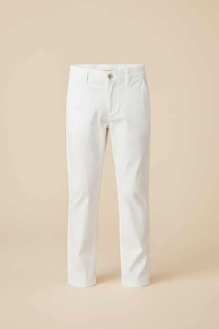 Pantalon Blanc Droit Coton Enfant Décontracté - vue 3