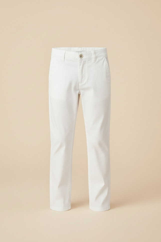 Pantalon Blanc Droit Coton Enfant Décontracté - vue 3