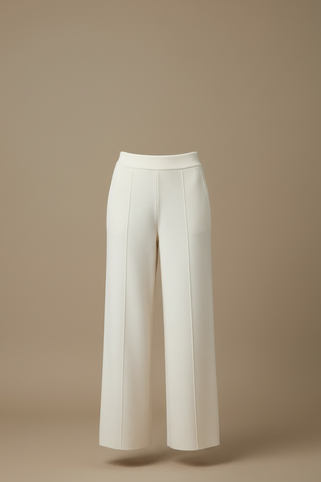 Pantalon Blanc Evasé - Maille - vue 3