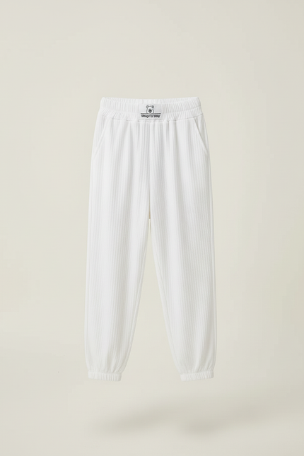 Pantalon Blanc Côtelé Ample Respirant Enfant - Maille - vue 3