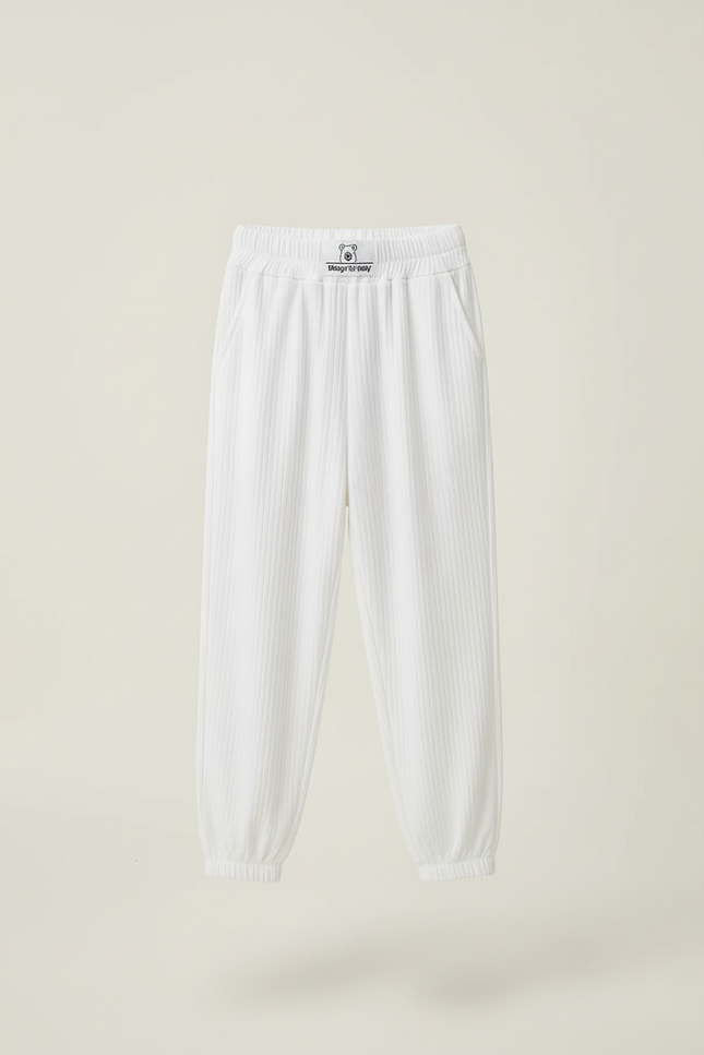 Pantalon Blanc Côtelé Ample Respirant Enfant - Maille - vue 3