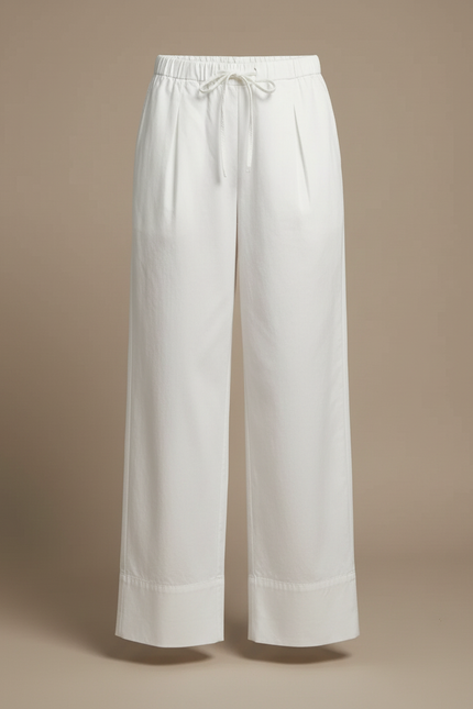 Pantalon Blanc Coton Ample Fluide Décontracté Femme - vue 3