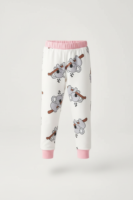 Pantalon Blanc Koala Bébé Fille Coton Ample - Molleton - vue 3
