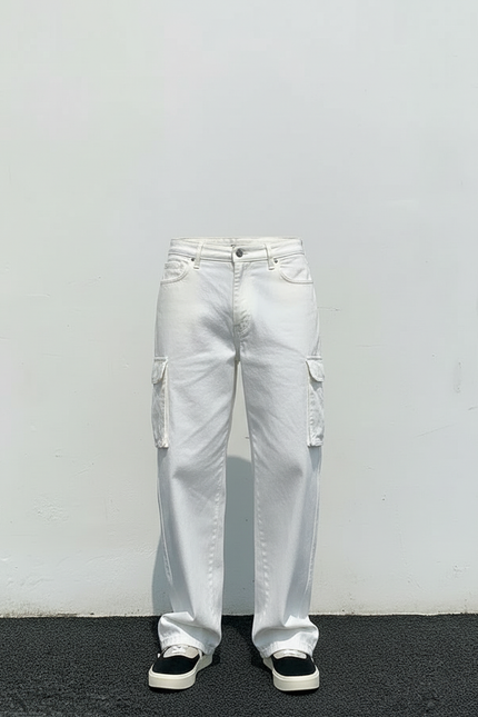 Pantalon De Travail Blanc Homme - Jean - vue 3