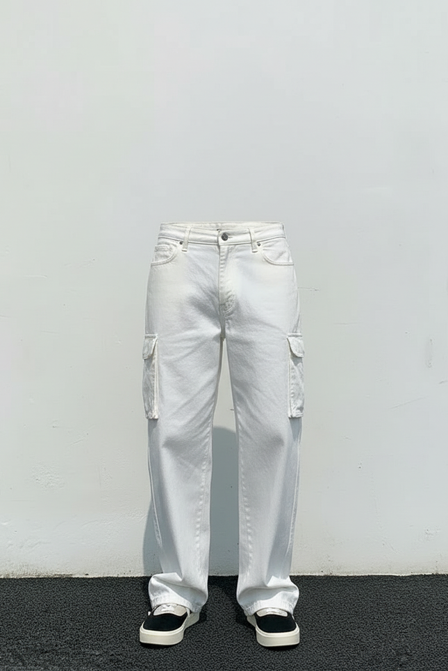 Pantalon De Travail Blanc Homme - Jean - vue 3