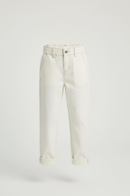 Pantalon Paper Bag Blanc - Jean - vue 3