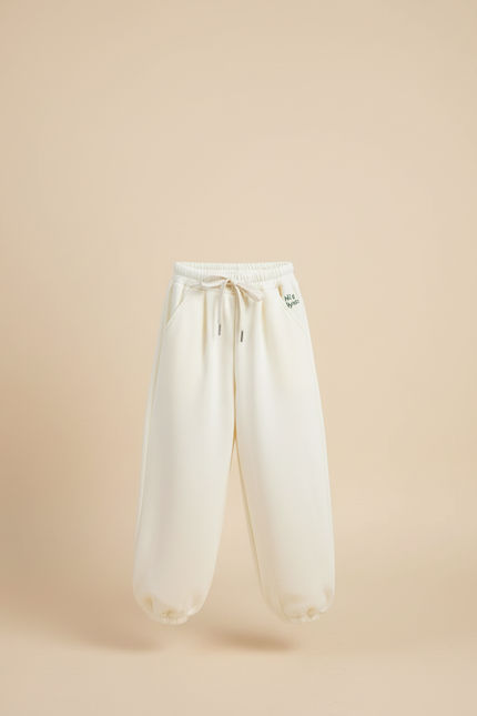 Pantalon Blanc Ample Molletonné Décontracté Confortable Enfant - Beige - vue 3